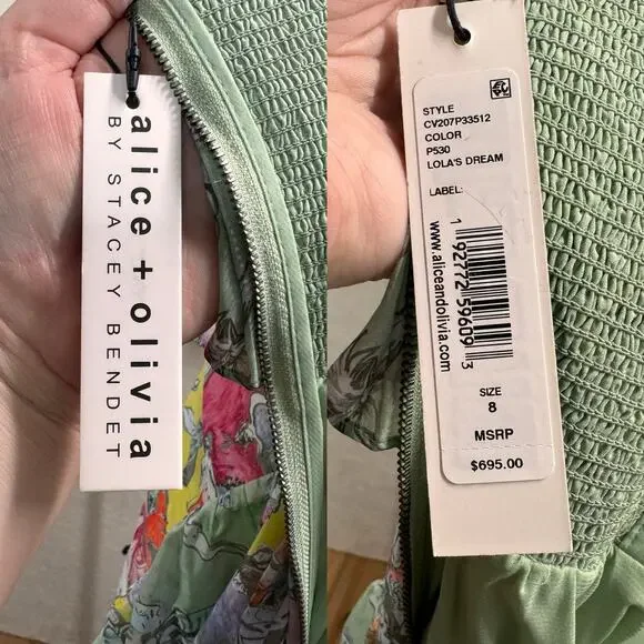 NWT Alice + Olivia Tempie Dress Lola's Dream Silk Wedding Guest Formal Size 8 - Picture 12 of 16